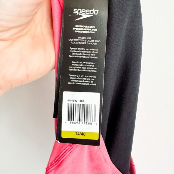 Speedo Performnce NWT Pink Low Back One Piece Swimsuit 14 - Picture 4 of 9